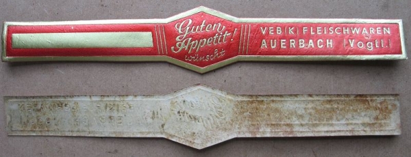Banderole "Guten Appetit", für Salami, vom VEB Fleischwaren Auerbach, #4