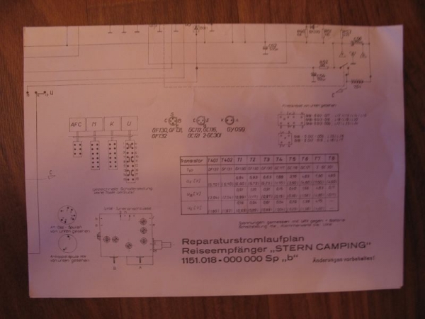Stern Camping RFT, Anleitung, Stromlaufplan, Kassenbeleg, 1970