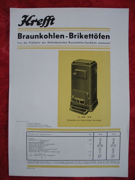 Krefft Braunkohlen- Brikettöfen, W. Krefft Gevelsberg