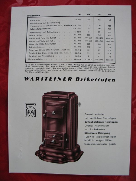 Warsteiner Brikettofen, Prospekt, Warstein
