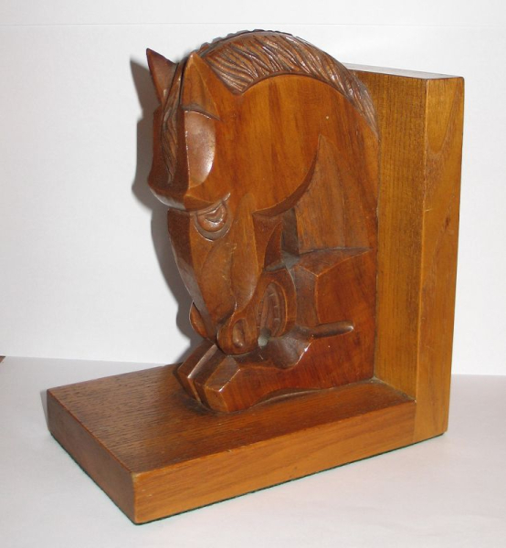 Buchstützen Pferdekopf, aus Holz, 2 Stück