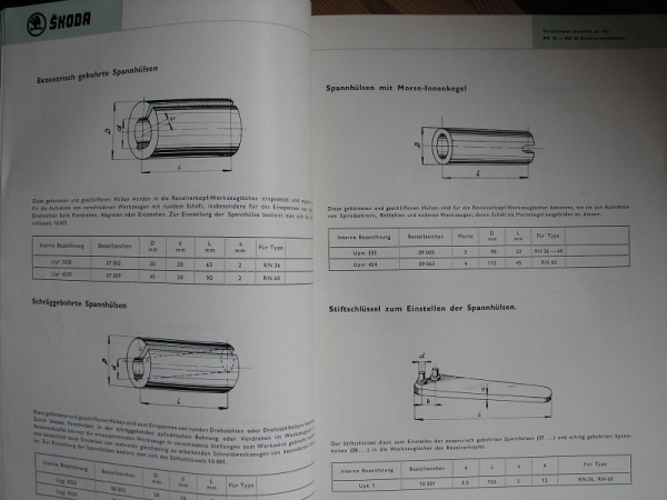 Katalog Sonderzubehör für Skoda Revolverdrehbänke 36-60,