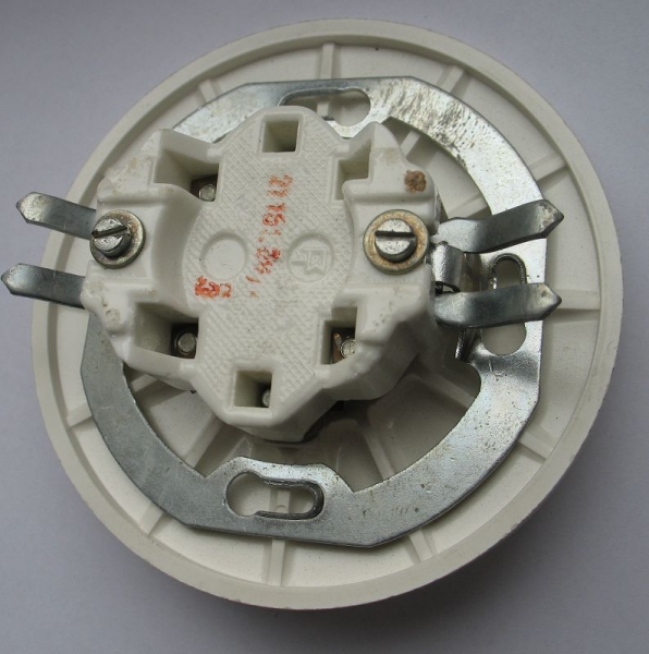 Wechselschalter, Lichtschalter Bakelit, rund, hell, UP, #281