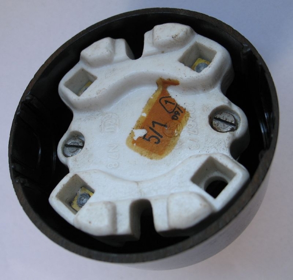 Serienschalter, Bakelit, rund, AP, dunkel, unbenutzt, #291