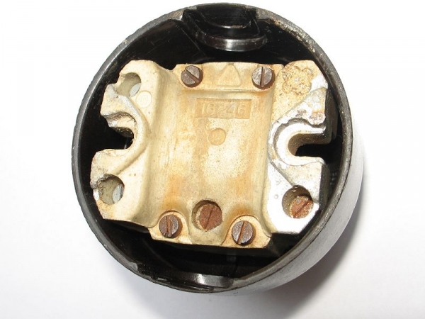 Serienschalter, Kippschalter, Bakelit, rund, AP, dunkel, #299