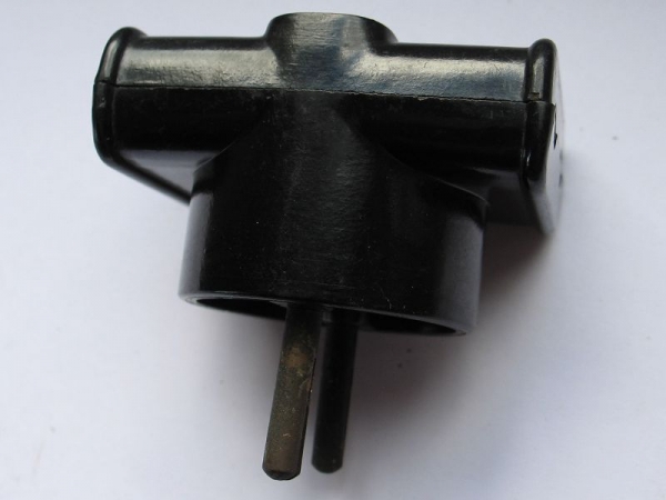 Dreifachverteiler, Dreifachstecker aus Bakelit, EAW,  #5