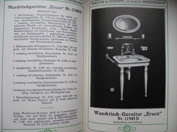 Reitz & Comp. G.M.B.H. Dresden, ERUCO, Katalog Nr. 25, 1927, Hartsteingutwaren und Sanitäre Ausstattungsgegenstände
