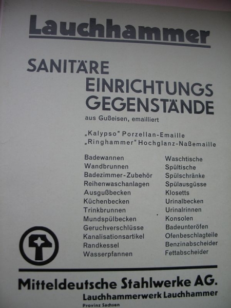 Lauchhammer, Sanitäre Einrichtungsgegenstände, Mitteldeutsche Stahlwerke AG, Verkaufsabteilung Gröditz, #1