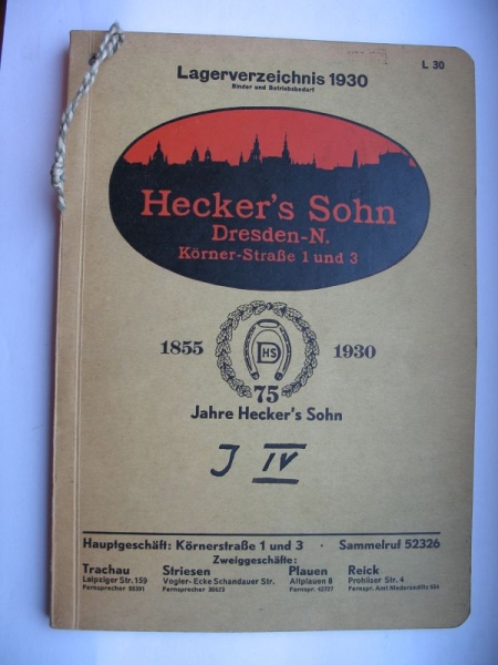 Hecker's Sohn Dresden, Binder und Industriebedarf, 1930