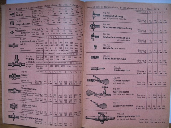 Buschbeck & Hebenstreit Bischofswerda, Armaturenfabrik, Gas- und Wasserarmaturen, 1938