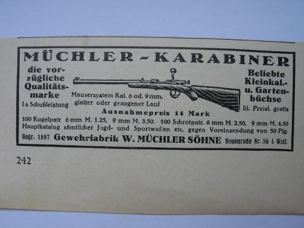 Müchler- Karabiner, Gewehrfabrik W. Müchler Söhne, Neuenrade, #1927/1