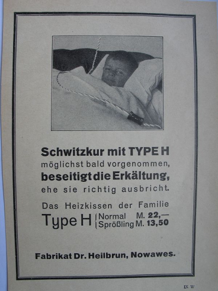Heizkissen Type H, Dr. Heilbrun, Nowawes (Potsdam), #1927/1