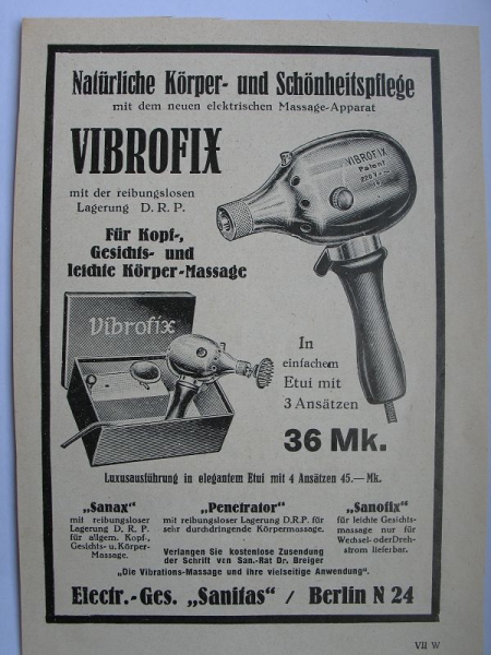 Vibrofix Massage- Apparat, Sanitas Berlin, #1927/1