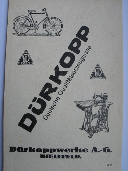 Dürkopp Fahrräder, Nähmaschinen, Dürkoppwerke Bielefeld, #1927/1