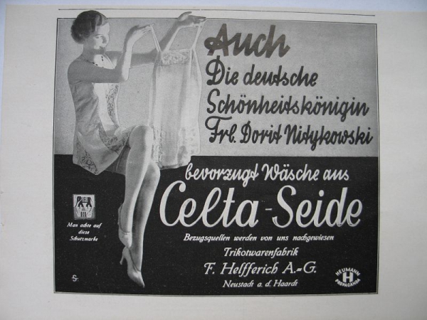Celta- Seide, F. Helfferich Textilwarenfabrik AG Neustadt a.d. Haardt, Frl. Dorit Nitykowski, #1930/1
