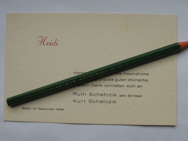 Kurt Schefczik und Frau Roth geb. Schlegel, Geburt Tochter Heidi, Greiz 1938,