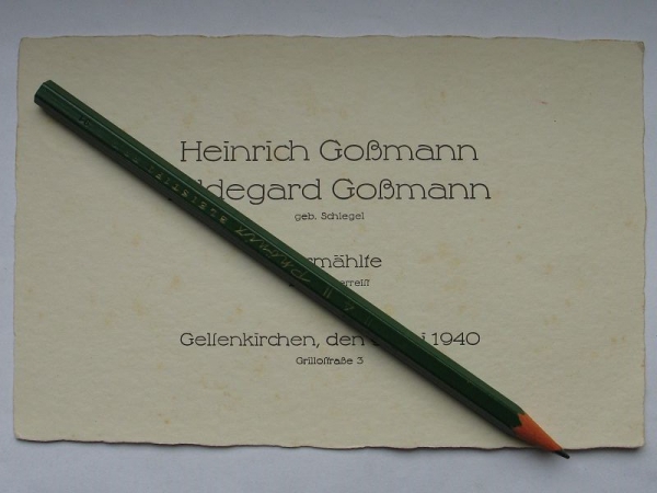 Heinrich Goßmann und Frau Hildegard geb. Schlegel, Vermählte zur Zeit verreist, 1940, Gelsenkirchen