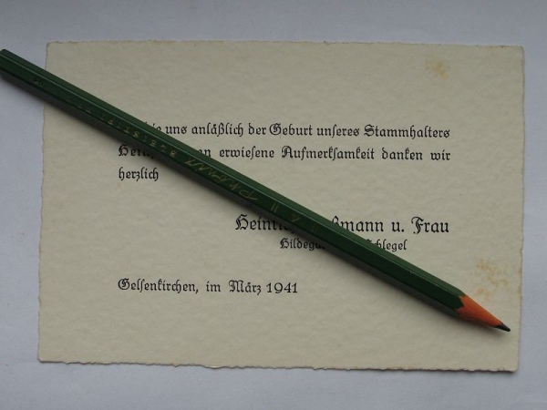 Heinrich Goßmann und Frau Hildegard geb. Schlegel, Geburt Sohn Heinz-Jürgen, 1941, Gelsenkirchen