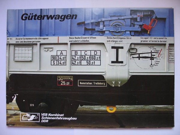 Güterwagen, Prospekt VEB Schienenfahrzeugbau, Waggonbau Niesky, 1988