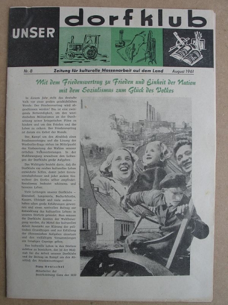 Unser Dorfklub, Zeitung für Kultur auf dem Land, SED Gera, 1961