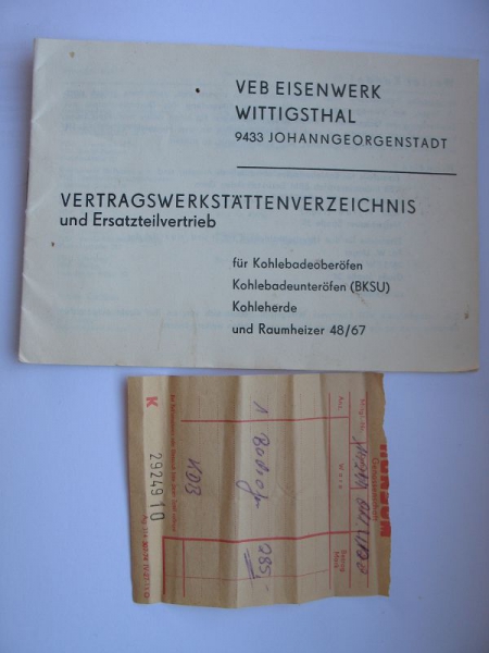 Badeofen, Eisenwerk Wittigsthal Johanngeorgenstadt, Gebrauchsanweisung, DDR 1977