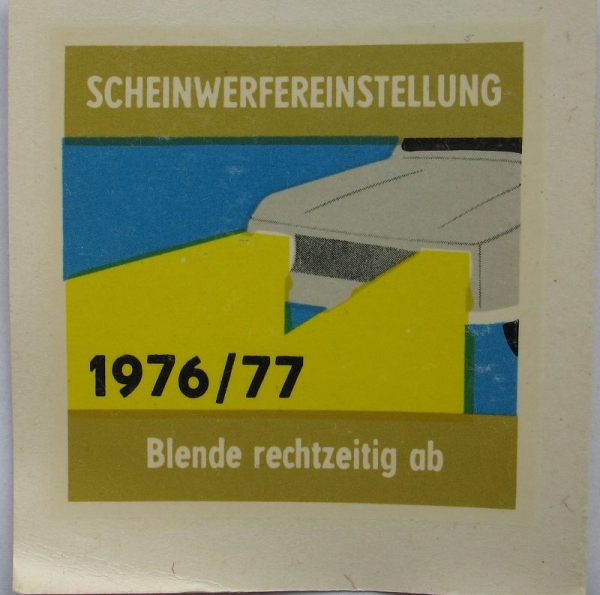 Abziehbild Scheinwerfereinstellung 1976/ 77