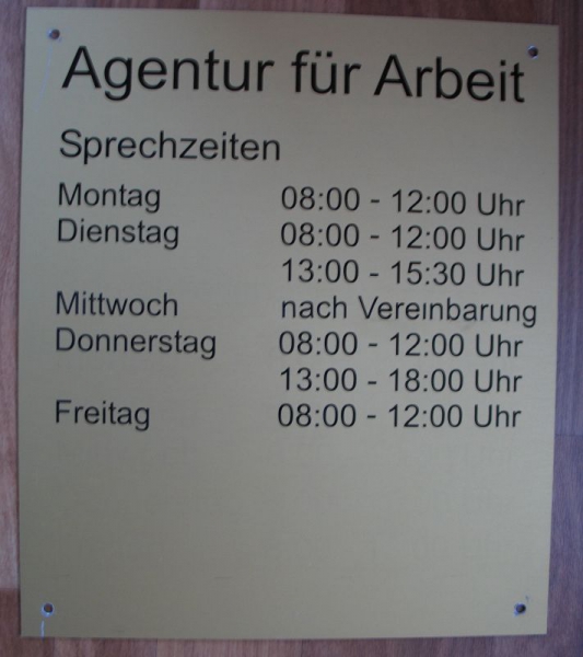 Agentur für Arbeit, Schild aus den 90-er Jahren, Arbeitsamt, Jobcenter, #4