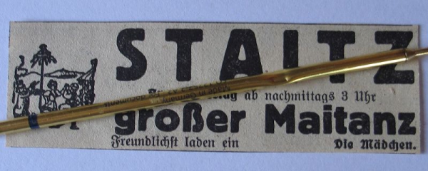 Maitanz Staitz, Inserat, # 1939/2