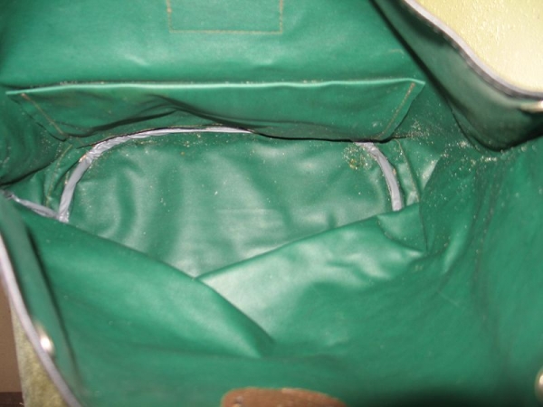Rucksack, Campingbeutel, grün/ schwarz/ rot kariert, 70-er Jahre