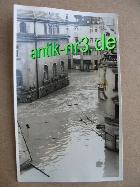 Hochwasser Greiz 1954, heutige Sparkasse und Scheffels Modehaus,  #7