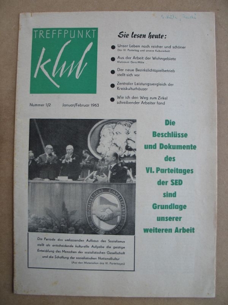 Treffpunkt Klub, Ausgabe Januar/ Februar 1963, Sigrid Labuhn, Staitz