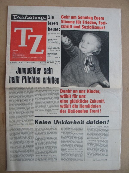 Textilzeitung VEB GREIKA Greiz, 30. Juni 1967