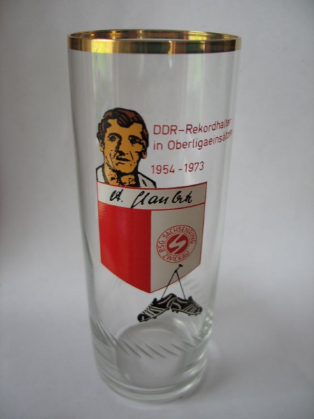 DDR- Rekordhalter, Bierglas Sachsenring Zwickau, A. Glaubitz