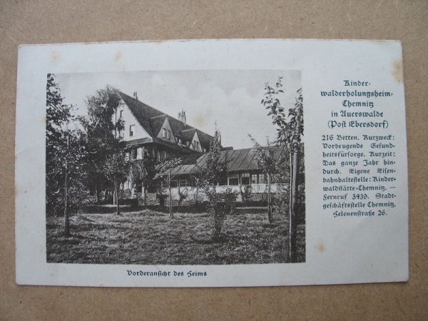 Kinderwalderholungsheim Chemnitz Auerswalde, Post Ebersdorf, 1928