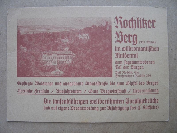 Vereinigte Porphyrbrüche Rochlitz, 30-er Jahre
