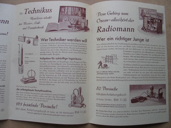 Kosmos Lehrspielzeug, Elektromann, Optikus, Technikus, Radiomann, All- Chemist, 1939