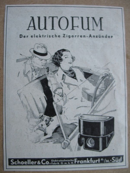 Autofum, Schoeller & Co. Frankfurt, Der elektrische Zigarren- Anzünder, 1937 #1