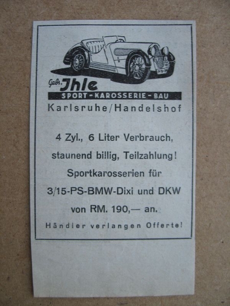 Gebr. Ihle Sport- Karosserie- Bau Karlsruhe, 1937 #1