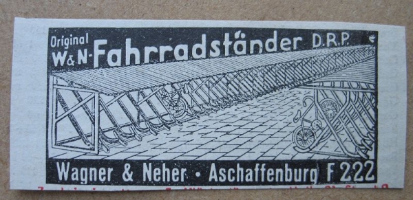 W&N Fahrradständer, Wagner & Neher Aschaffenburg, 1937 #1