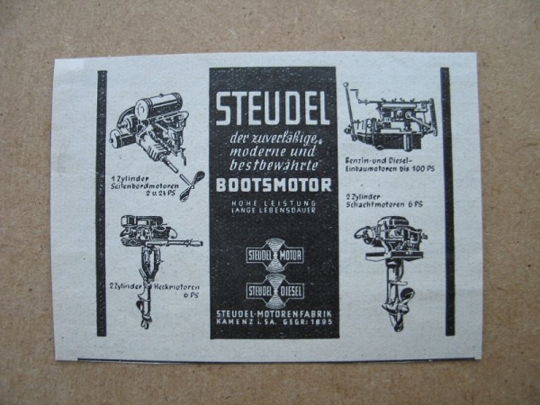 Steudel Motorenfabrik Kamenz, Bootsmotor, 1937 #1