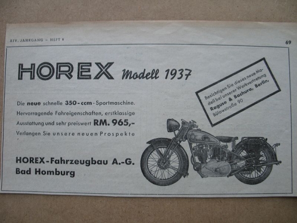 Horex 350, Fahrzeugbau Bad Homburg, 1937 #1