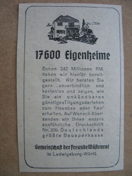 Gemeinschaft der Freunde Wüstenrot, Bausparkasse, Ludwigsburg, 1937 #1