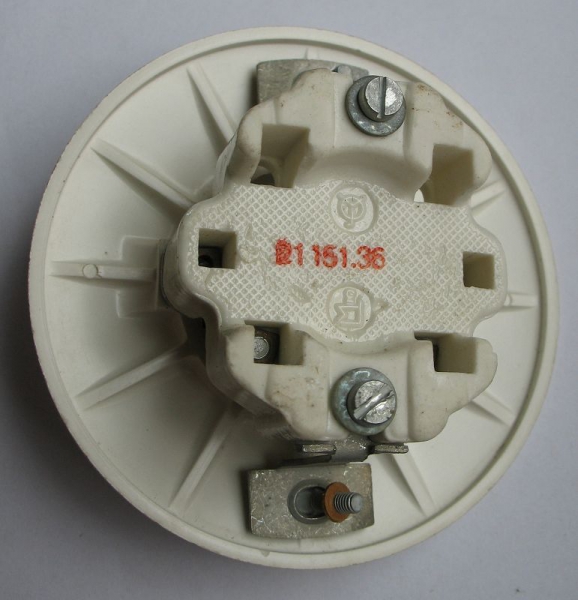 Ausschalter, Lichtschalter Bakelit, 60-er Jahre, rund, hell, UP, #322