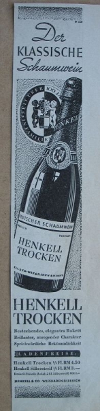 Henkell Trocken Schaumwein, Wiesbaden- Biebrich, 1937 #1