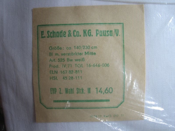 Bettlaken ESCO, 2 Stück, E. Schade & Co. Pausa, unbenutzt, #22