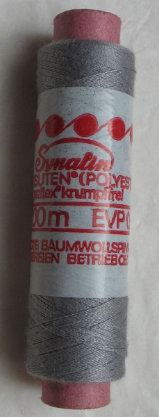 Symalin, Spezitex Krumpffrei, Nähgarn grau, DDR 70-er Jahre, #9