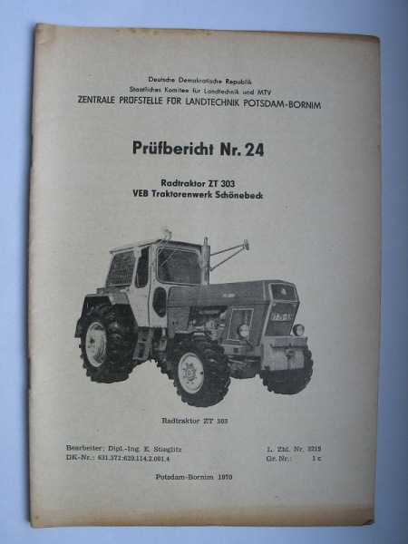 Radtraktor ZT 303 VEB Traktorenwerk Schönebeck, Nr. 24, DDR 1970