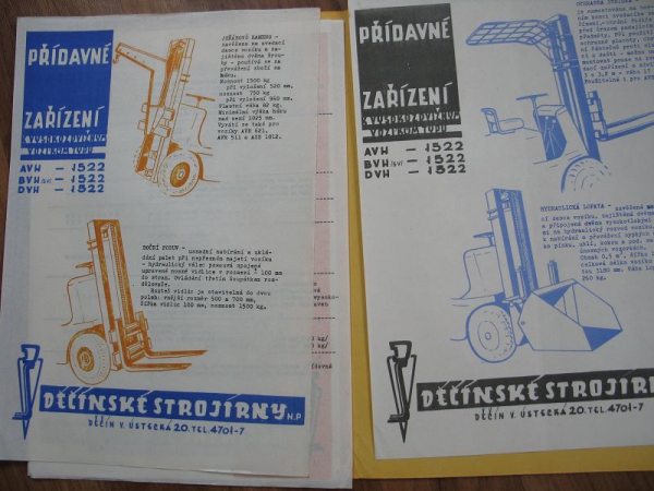 Prospekt Gabelstapler Decinske Strojirny, AVH 1522, BVH 1522, DVH 1522, CSSR, um 1965
