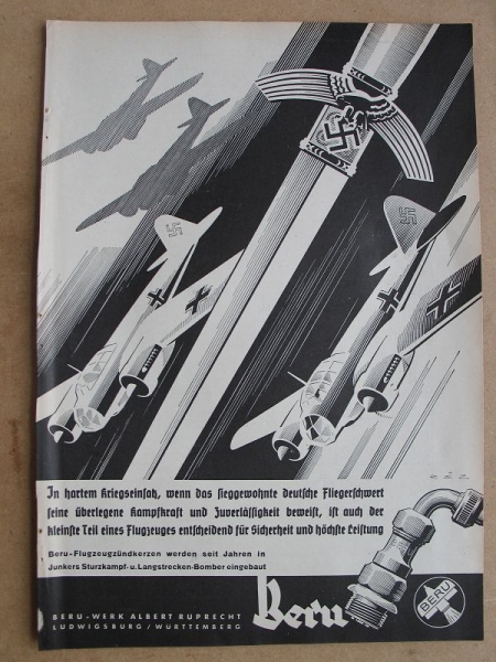 BERU Flugzeugzündkerzen, Albert Ruprecht Ludwigsburg, Junkers Bomber, 1941 #3