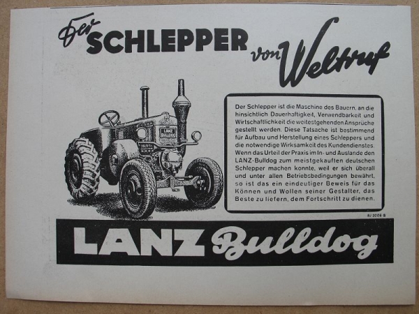 Lanz Bulldog, Der Schlepper von Weltruf, 1941 #2